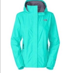 Women’s mint blue north face rain coat